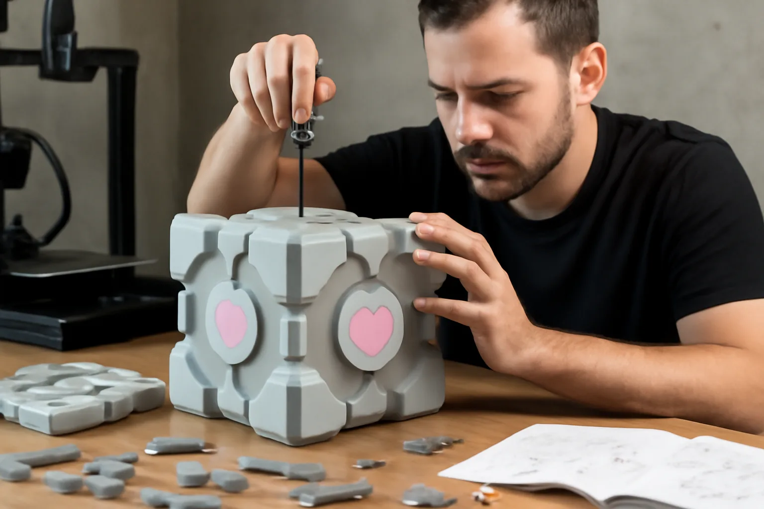 Възраждане на отменения проект Steam Machine Companion Cube като DIY 3D печатен комплект