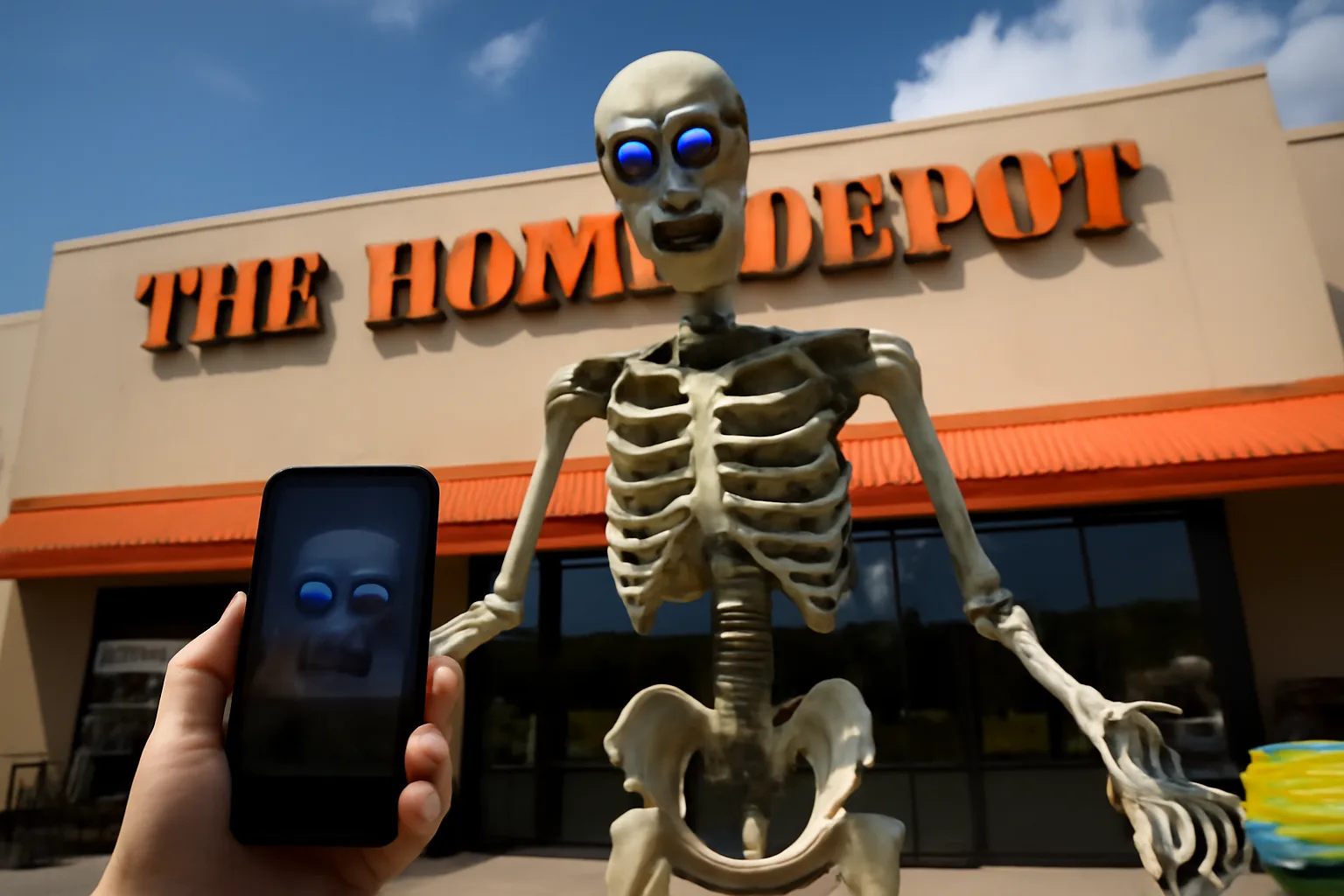 Домашният гигант Home Depot превръща 12-футов скелет в говорещ Halloween декор